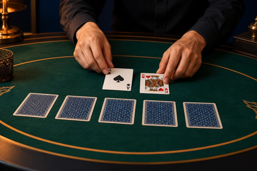 Editorial card-table illustration for the SpinRio rules guide